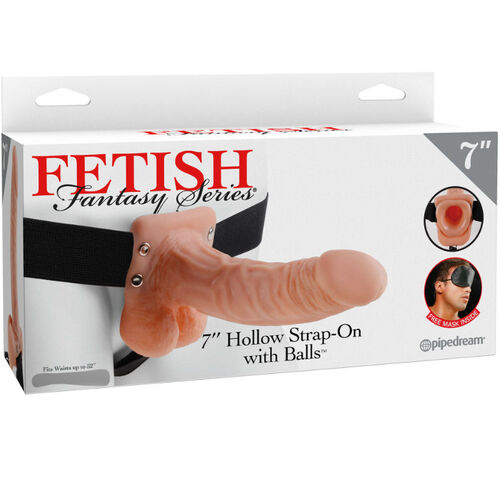 FETISH FANTASY SERIES - 7 HOLLOW STRAP-ON WITH BALLS 17.8CM NATURAL