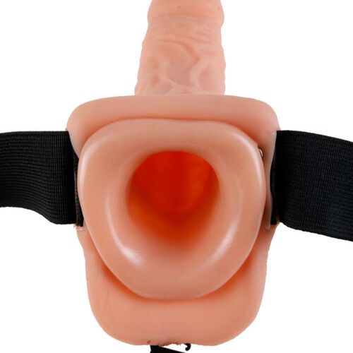 FETISH FANTASY SERIES - 7 HOLLOW STRAP-ON WITH BALLS 17.8CM NATURAL
